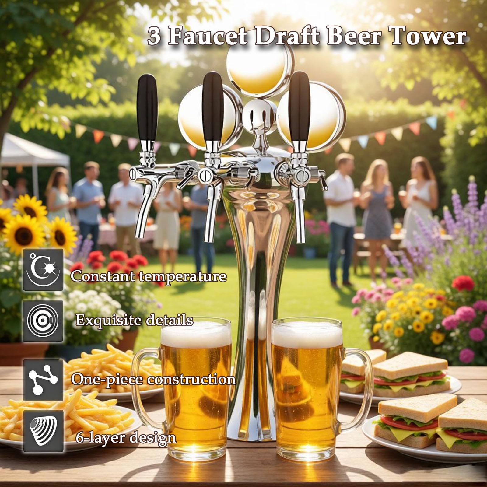 Torre de Cerveza de 3 grifos Dispensador de Torre de Cerveza