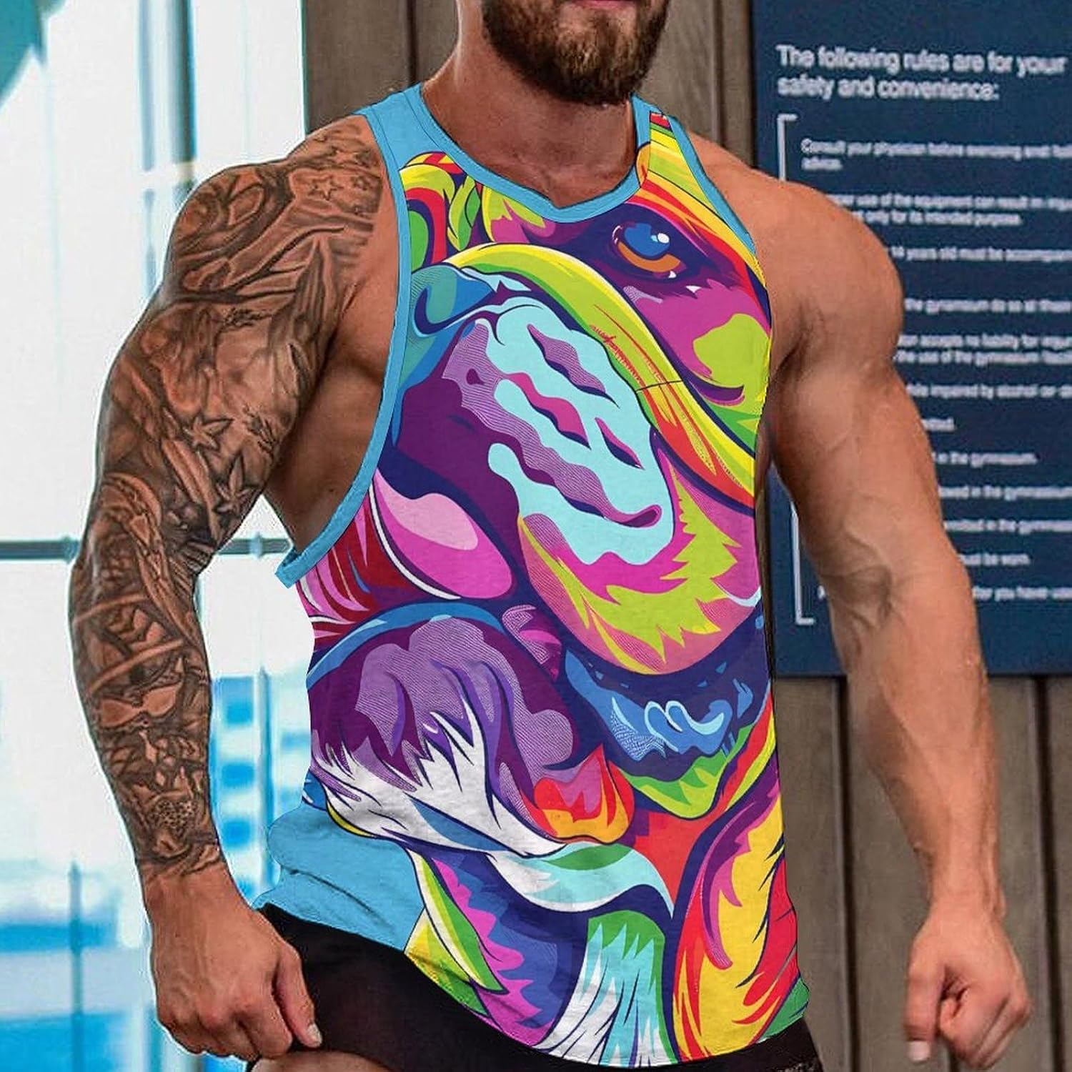 English British Bulldog Men Tank Top Workout Shirt Muscle T Shirt 5XL