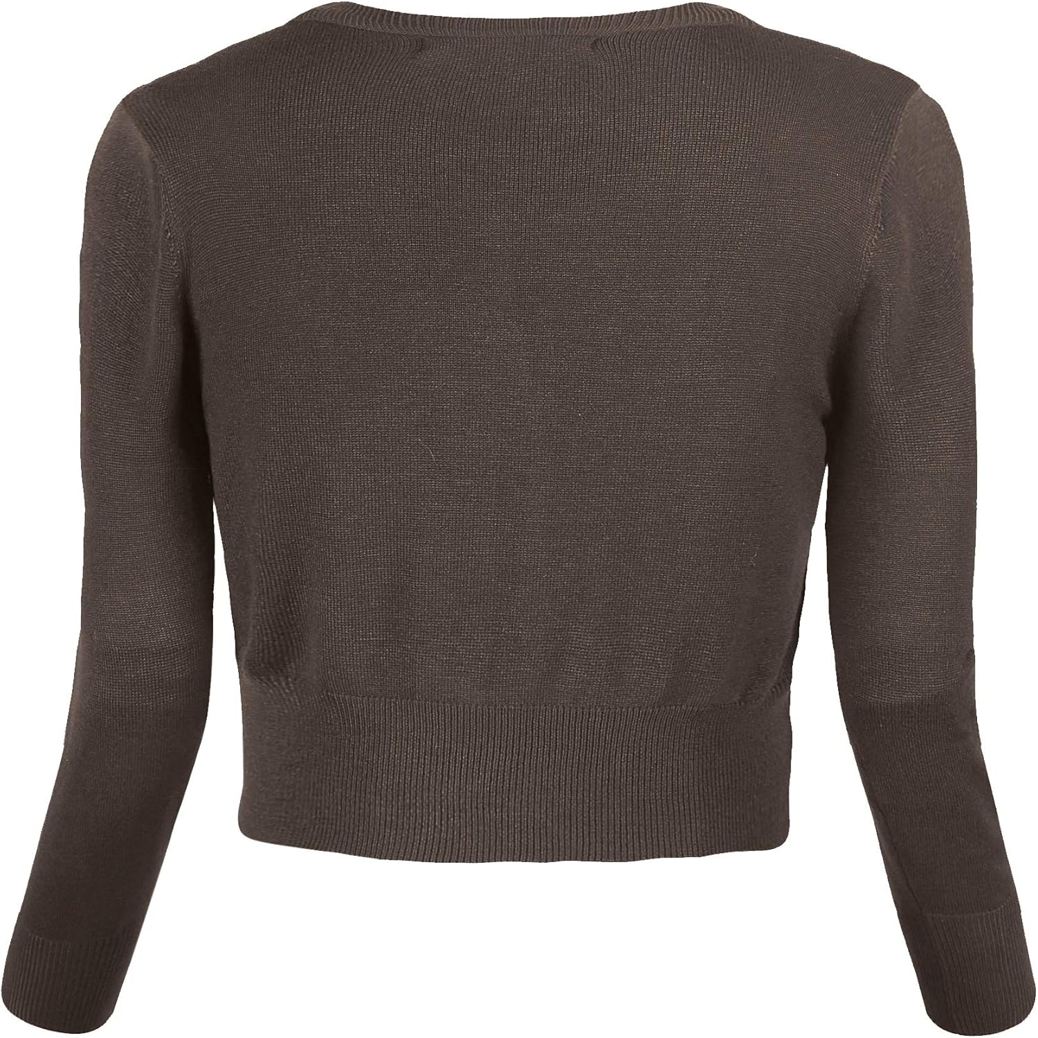 Urban CoCo Women's Cropped Cardigan V-Neck Button Down Knitted Sweater 3/4 Sleeve - Image 3