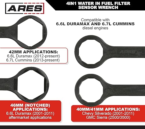 Miniatura 10 de ARES 14024 - Llave de cuello de filtro de combustible diesel, 6 pulgadas de diámetro, negro, acero al carbono