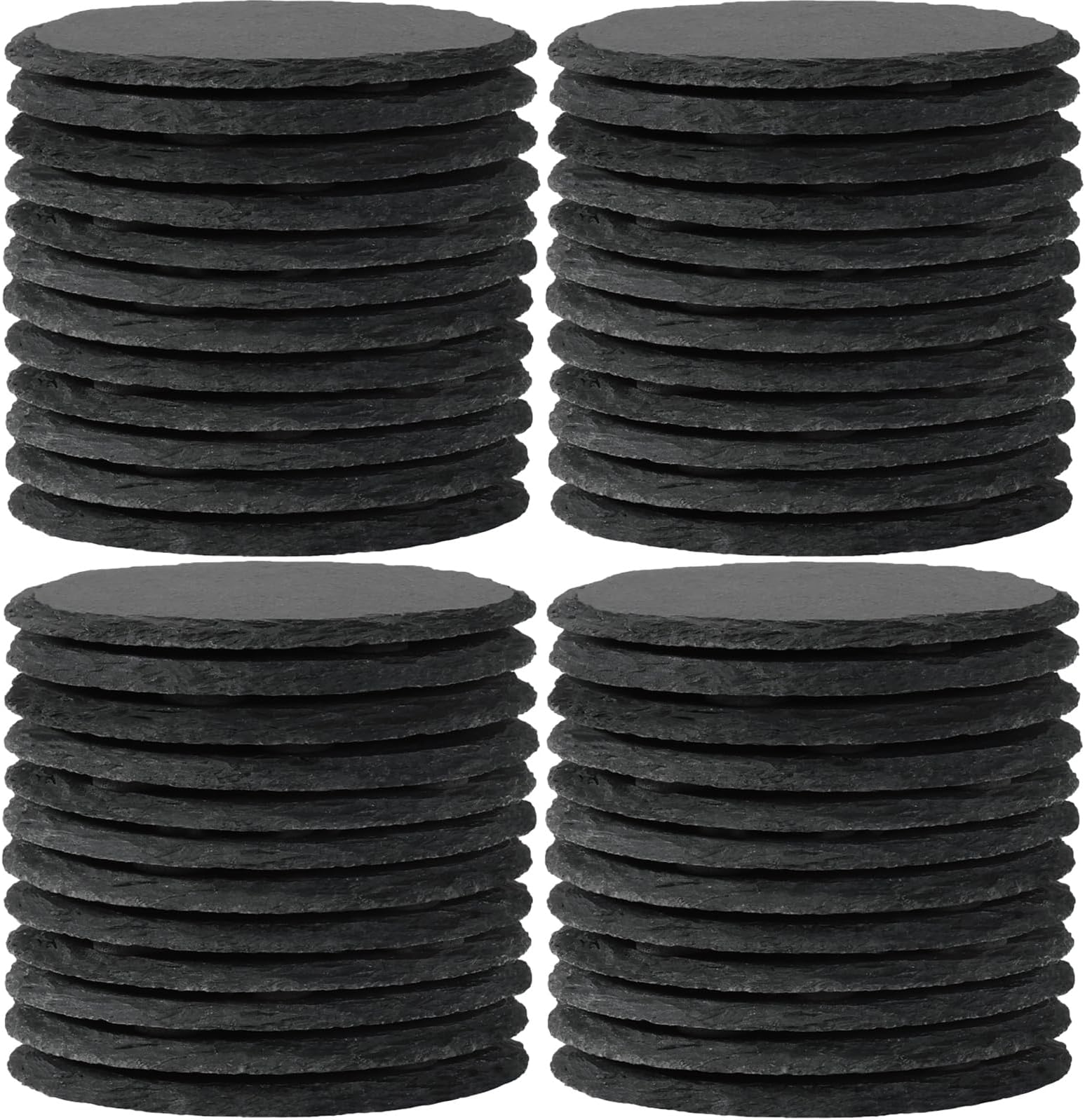 48 PCS Round Slate Coasters for Drinks, WEWINK PLUS 4 Inch Blank Black Stone Coasters Bulk with Anti-Scratch Backing for Laser Engraving, Home Decor, Bar,Wedding, Housewarming Gifts