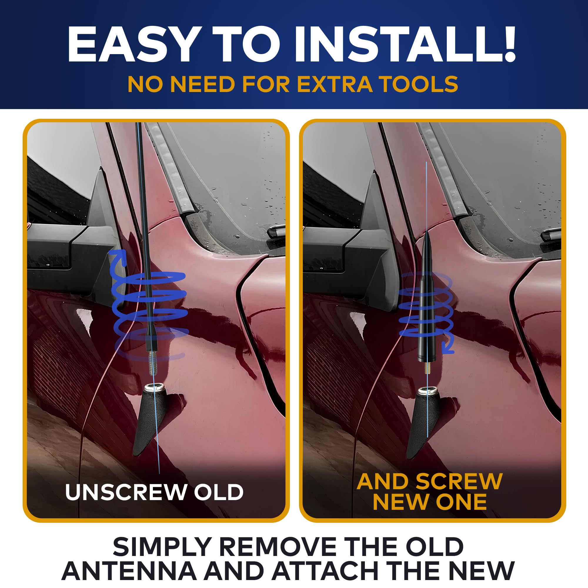 Beneges 13 Inch Flexible Rubber Replacement Antenna Compatible with 1994-2019 Dodge Ram 1500 Trunk, Optimized FM/AM Reception.