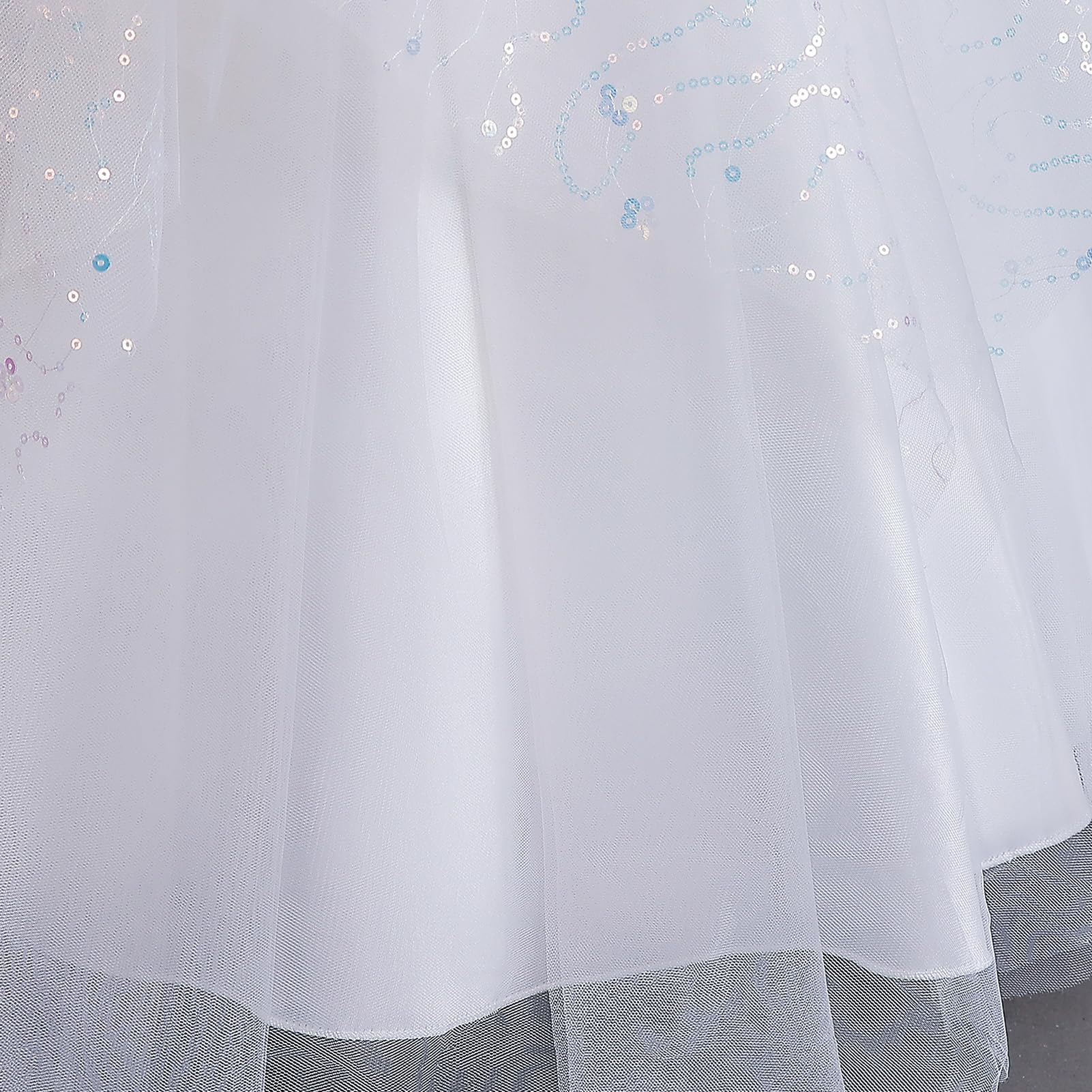 IBAKOM Robe de demoiselle d'honneur pour fille - Robe d'été sans manches avec nœud et paillettes - Robe de princesse en tulle pour enfants de 4 à 13 ans pour mariage