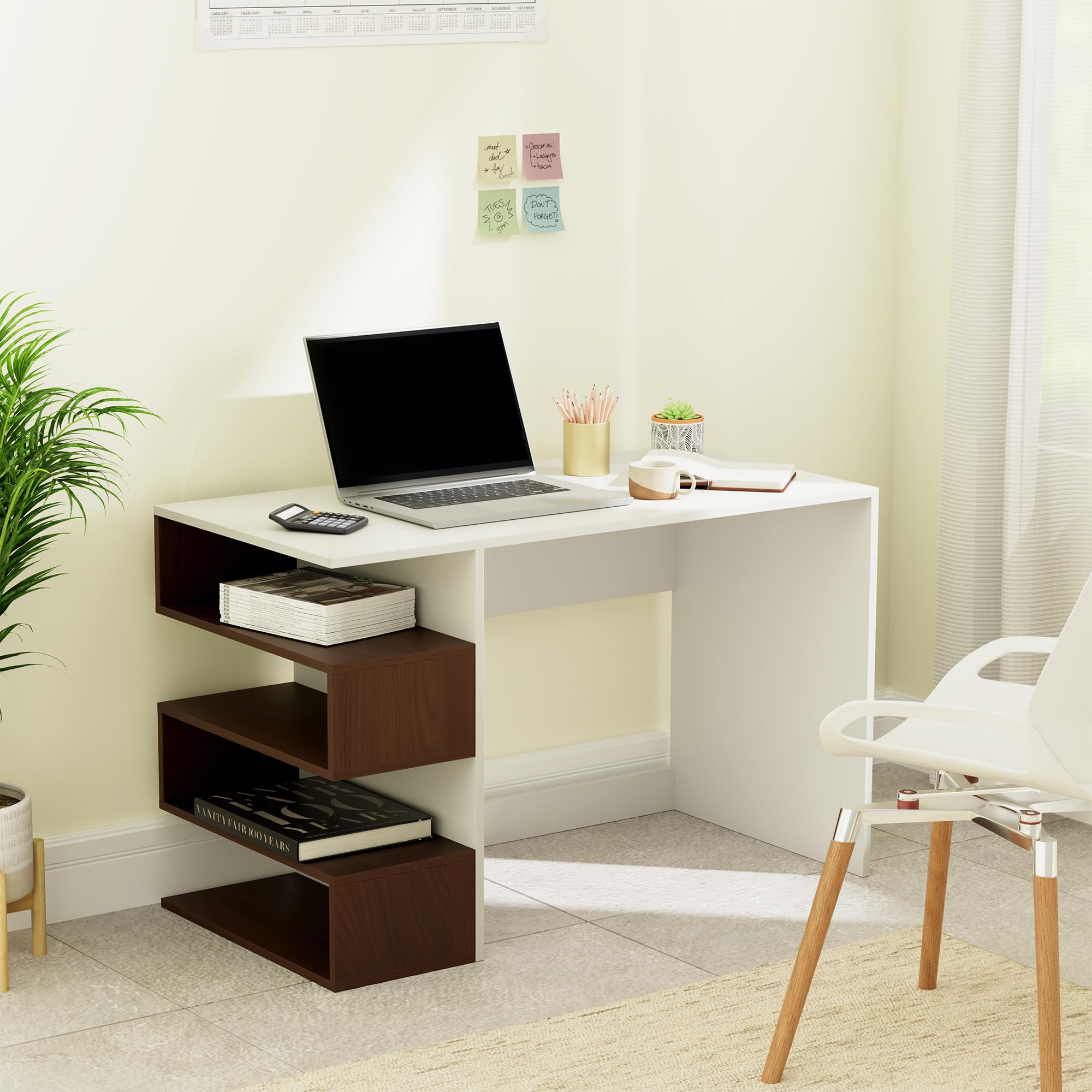 Amazon Brand - Solimo Fame MDF Study Desk(Walnut Finish,White)