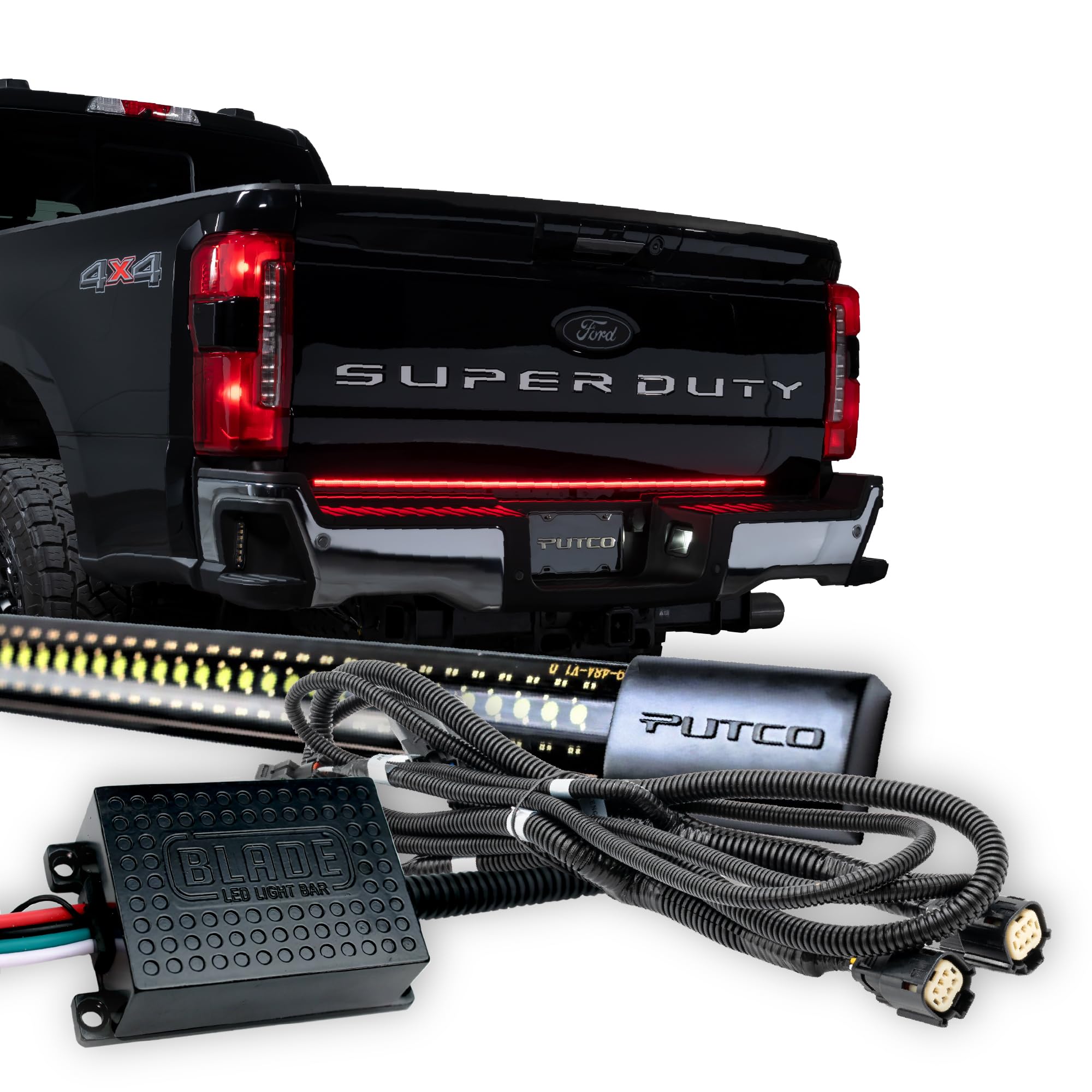 Putco 60" Blade LED Tailgate Light Bar Red/White LEDs & Plug-N-Play Quick Connect Harness - Fits Ford F250 / F350 2023-2025 w/LED Tail Lights
