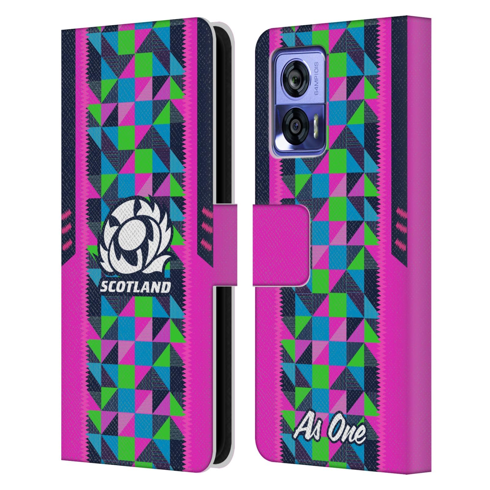 Head Case Designs Officially Licensed Scotland Rugby Neon Training 2023/24 Crest Kit Leather Book Wallet Case Cover Compatible with Motorola Edge 30 Neo 5G