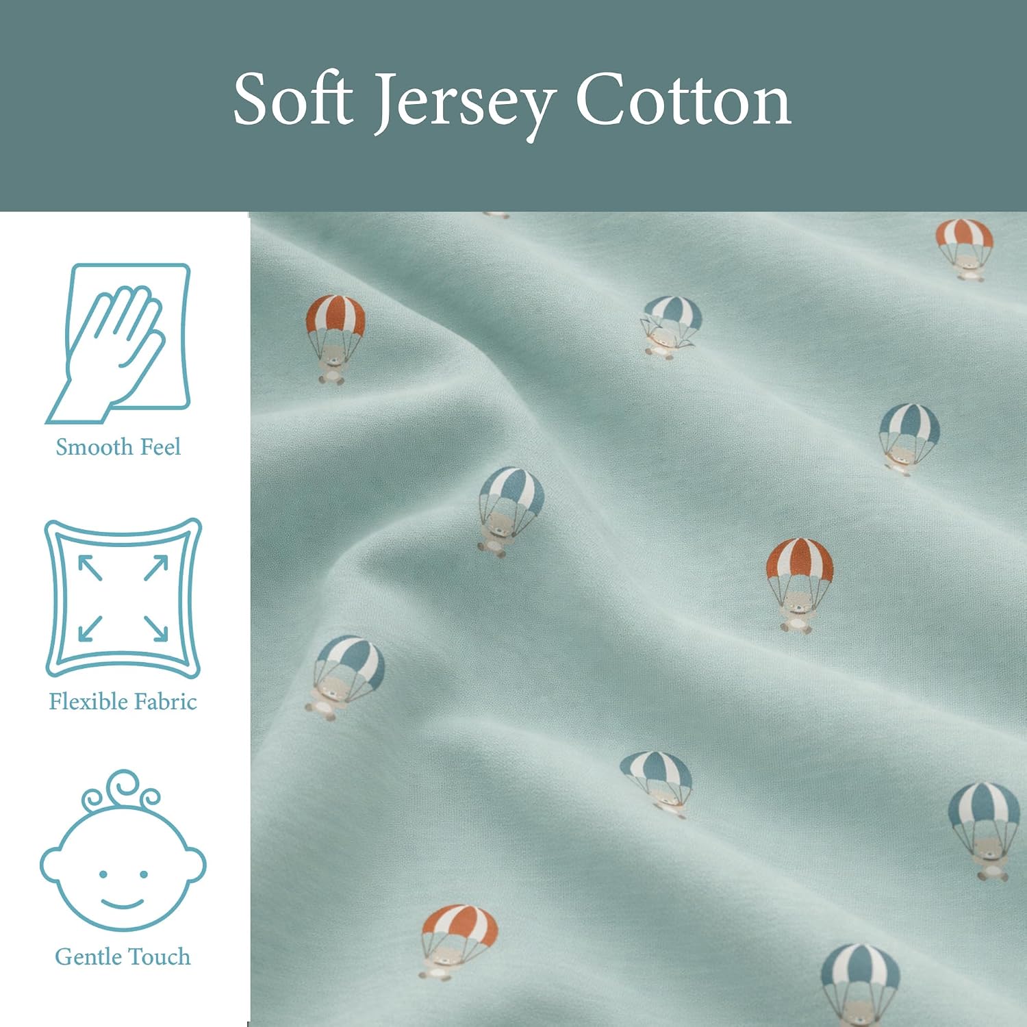 Ababy Custom Size Baby Fitted Sheet for Baby Boy or Girl – Jersey Cotton Printed Crib, Bassinet, Cradle & Toddler Mattress – Soft Stretch Fabric, Pattern Designs (Little Bear)