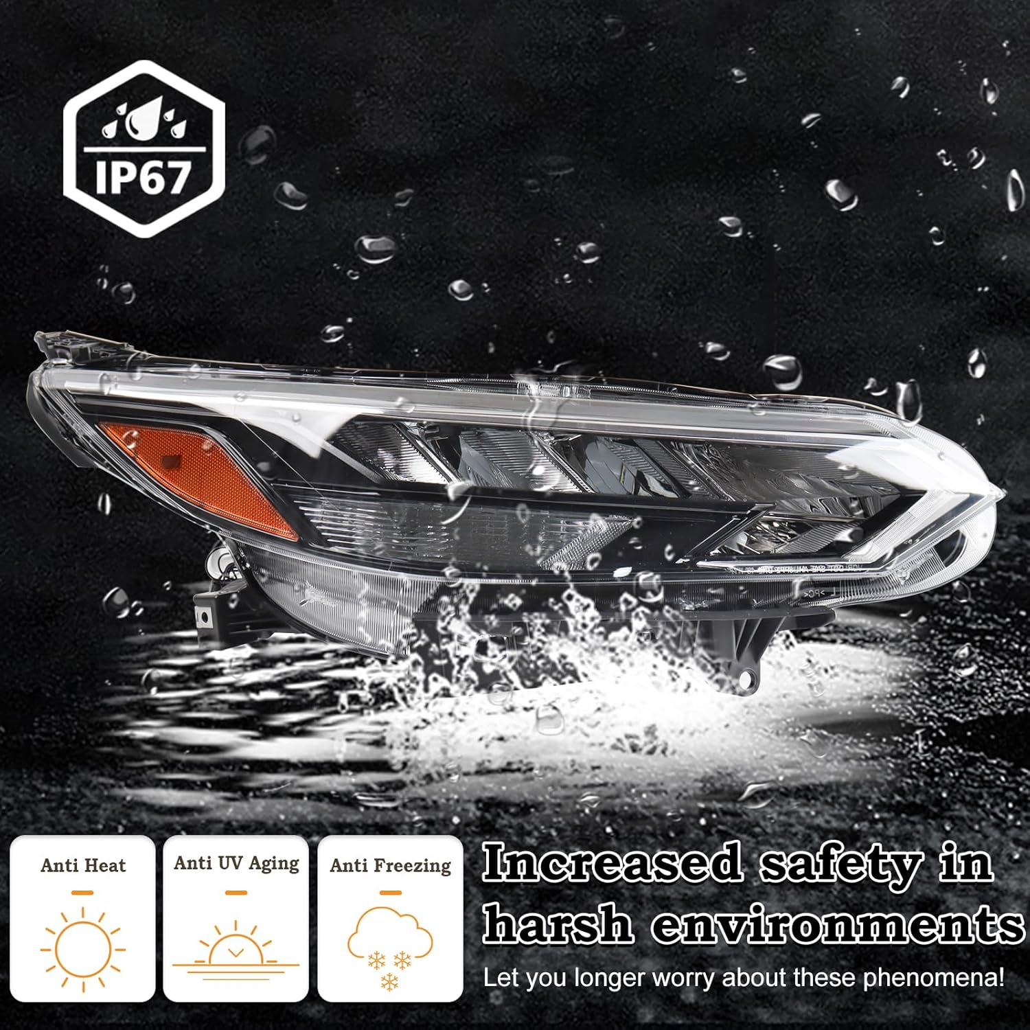 RH LED Headlight Fit for 2024 2025 Nissan Sentra SR/SR Premium Headlamp Assembly Right Passenger Side W/Bulbs But W/o Turn Signal Bulb NI2503303 26010-6LY5A 260106LY5A