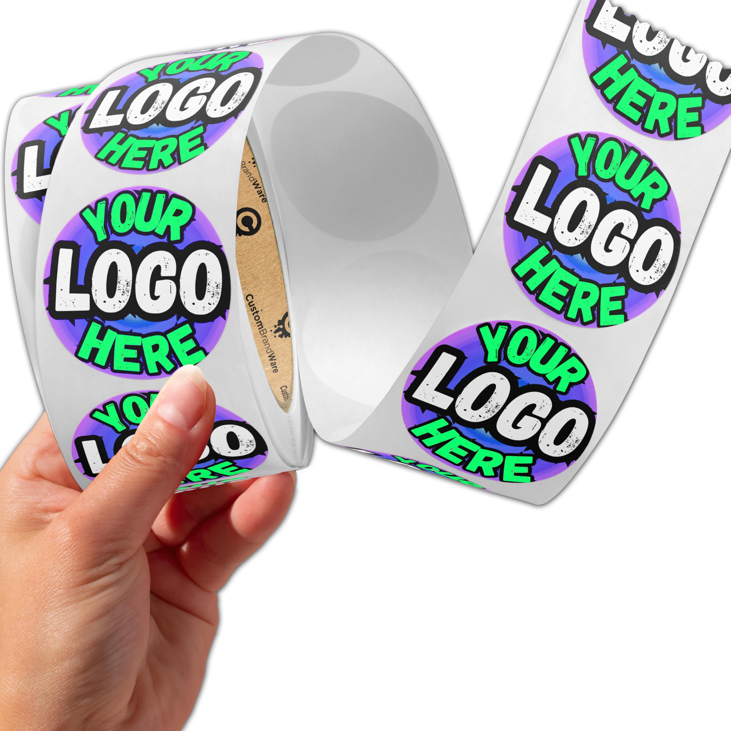 CustomBrandWare Custom Design Your Own Personalized Sticker Labels Bulk - Upload Your Own Design on Water Resistant Circle Labels - 250 Pack