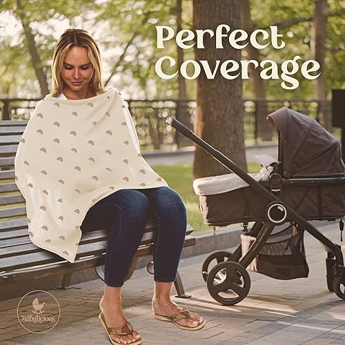 Miniatura 7 de Cubierta de muselina para lactancia materna, fundas para lactancia materna para mujer, transpirable, 100% muselina de algodón con arco y correas