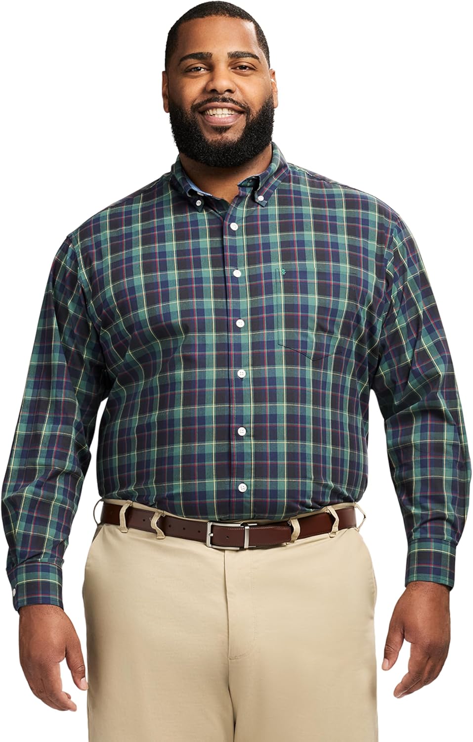 IZOD Men's Big & Tall Long Sleeve Holiday Tartan Button Down Shirt