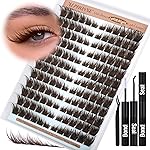 ALPHONSE Lash Clusters Kit Brown Eyelash Clusters Wispy Lash Extension Kit Fox Eye Lashes Clusters 10-18mm Dark Brown Cluster Eyelash Extensions Left Right Individual Lashes Spiky Cat Eye Lash Kit