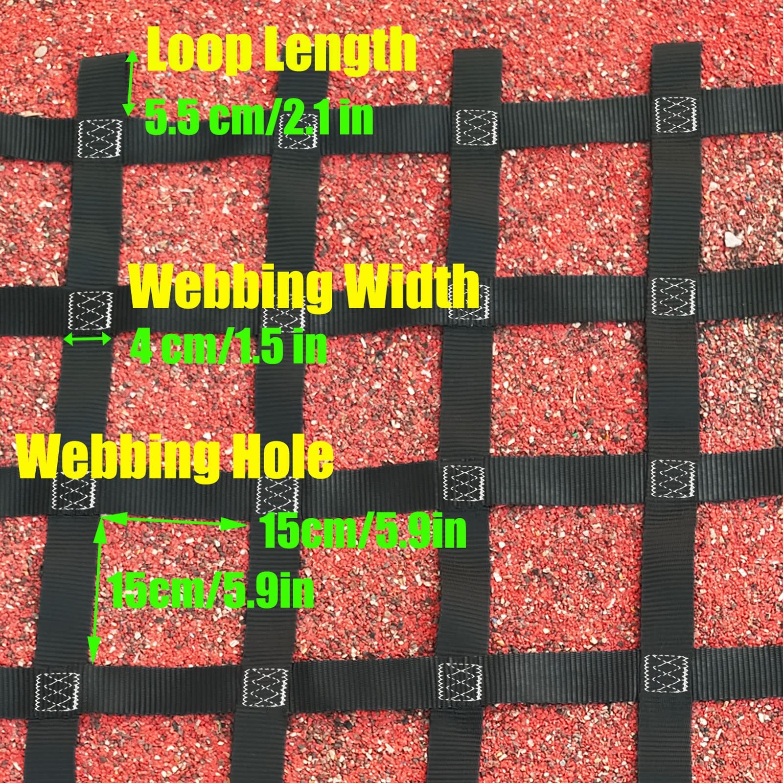 DREAMOSA Cargo Net Climbing,Climbing Cargo Net for Kids,Ninja Playground Ladder Swing Set Obstacle Course Webbing Jungle Gym Tree Fort Net Nets Netting Hammock,Safety Fence Protection,Black