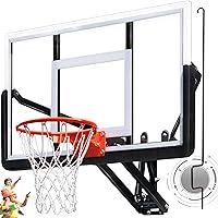 Defulion 54.5" Shatterproof PC Backboard Wall Mounted Basketball Hoop - Adjustable 7-10ft Height for Garage, Indoor & Outdoor Use
