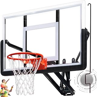 Defulion 54.5" Shatterproof PC Backboard Wall Mounted Basketball Hoop - Adjustable 7-10ft Height for Garage, Indoor & Outdoor Use