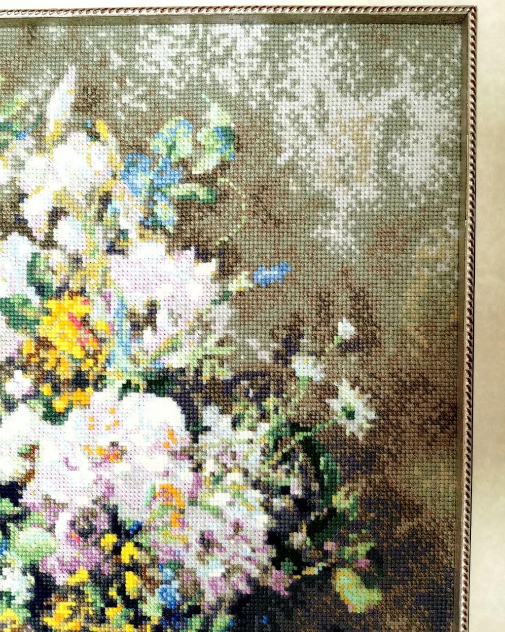 RIOLIS - Spring Bouquet According to P.A.Renoir 2137, Cross Stitch Kits 15¾" x 19¾", Cross Stitch Kits for Adults, Floral Counted Cross Stitch Kits, Embroidery Kit for Beginners & Advanced