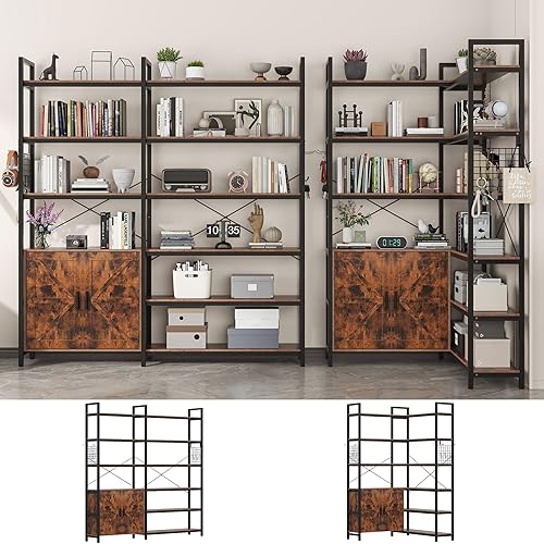 Miniatura 10 de Semoic Estanterías y estanterías arqueadas Estantería abierta grande de 5 niveles triple ancha, estantería Etagere con estante de exhibición para