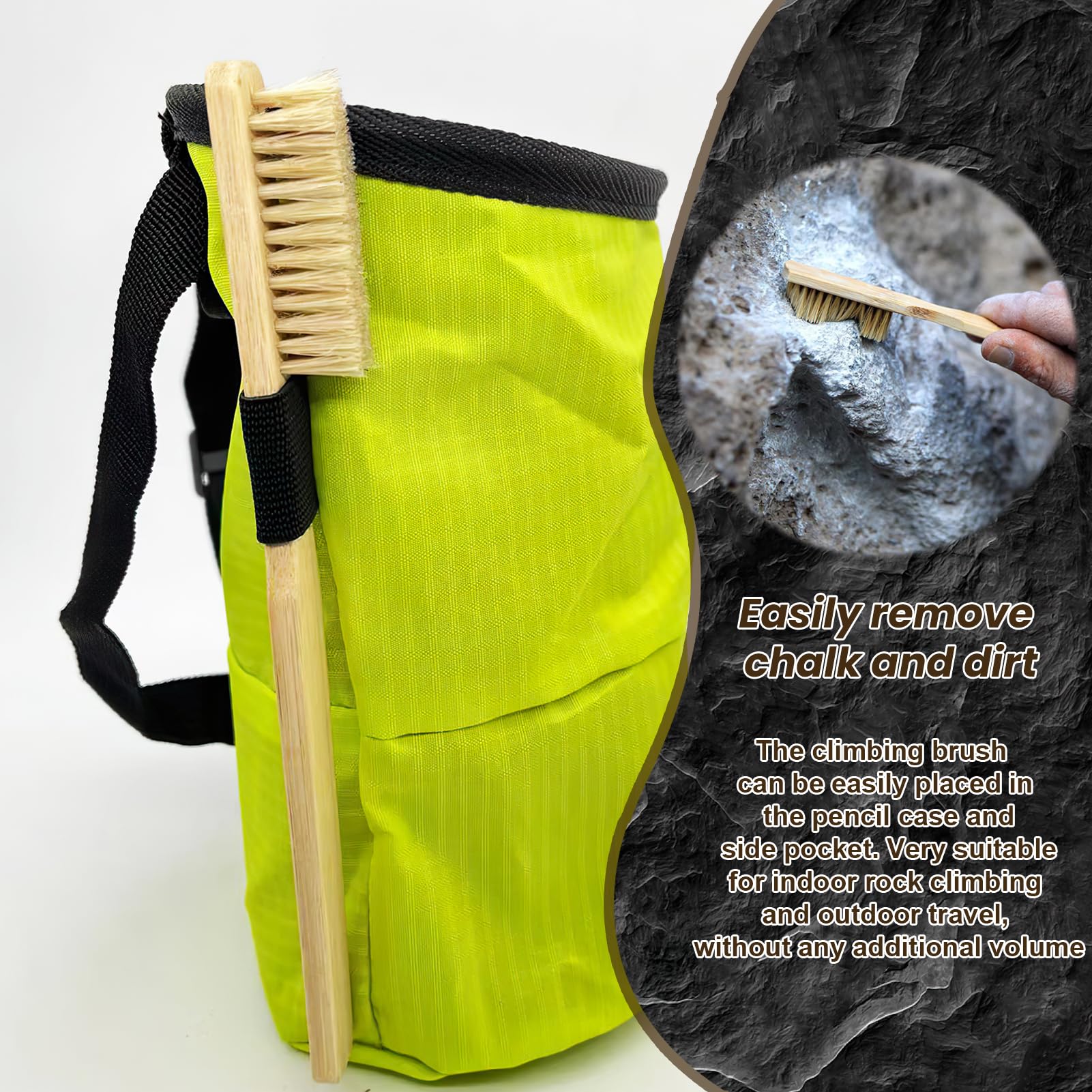 2 PCS Premium Climbing Brush, Spazzola per Arrampicata e Bouldering, Spazzola in Rovere Massiccio con Setole di Cinghiale per la Pulizia di Manici e Fori per le Dita, Attrezzatura Ideale per Climbing