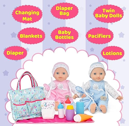 Miniatura 3 de Muñecas de bebé individuales con accesorios muñeca de cuerpo suave y muñeca de bebé niño con bolsa de pañales kit de cuidado de muñeca con biberones