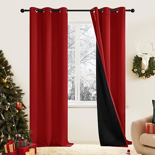 Miniatura 30 de Deconovo - Cortinas opacas 100% con forro, aisladas térmicamente, con reducción de ruido, certificadas por Oeko-TEX, con ojales en la parte Gris