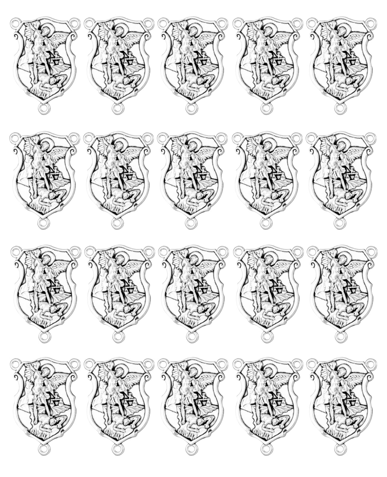 3-Hole IHS Holy Chalice/Holy Family/Jerusalem/Sacred Heart/Pope Francis/St.Benedict Medal Rosary Chaplet Connector Centerpieces Jewelry Making Parts (St.Michael Medal-20pcs)