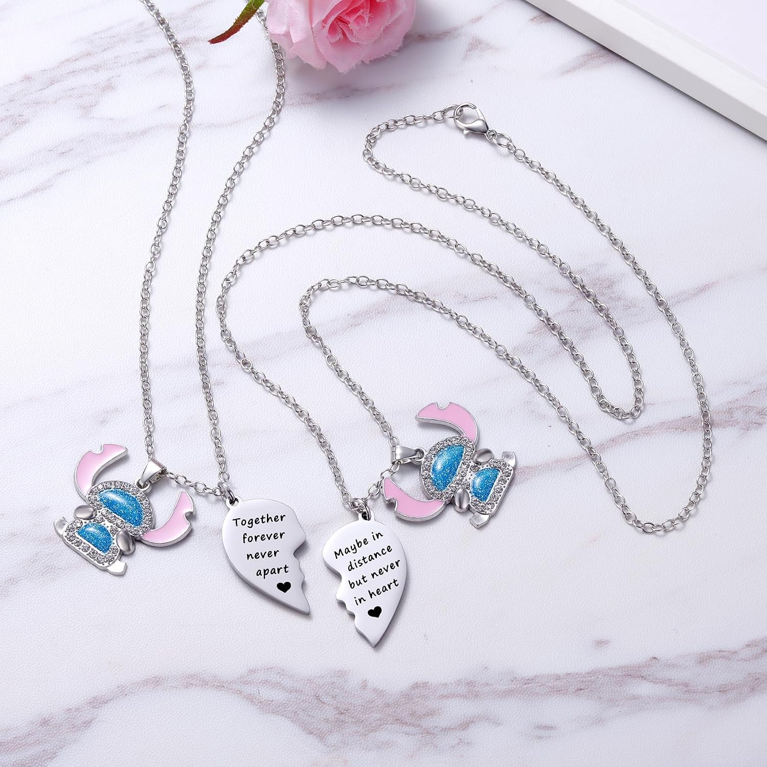 Ukodnus Best Friends Matching Heart Necklace Set for 2 Friendship Jewelry Gifts for Women BFF Necklace Sets for Friends Sister Bestie