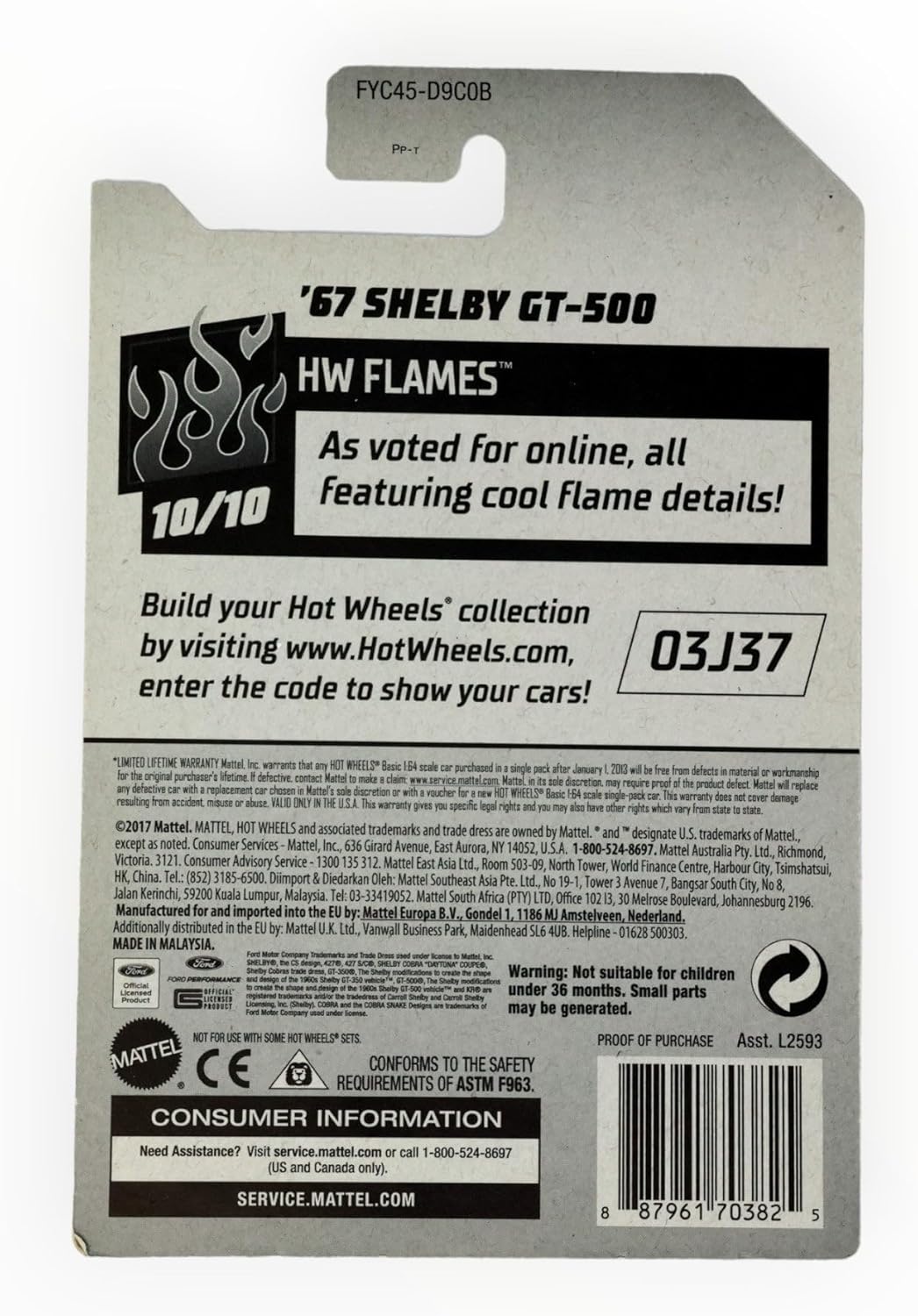 Hot Wheels 2019 HW Flames - '67 Shelby GT-500 [Dark Blue]