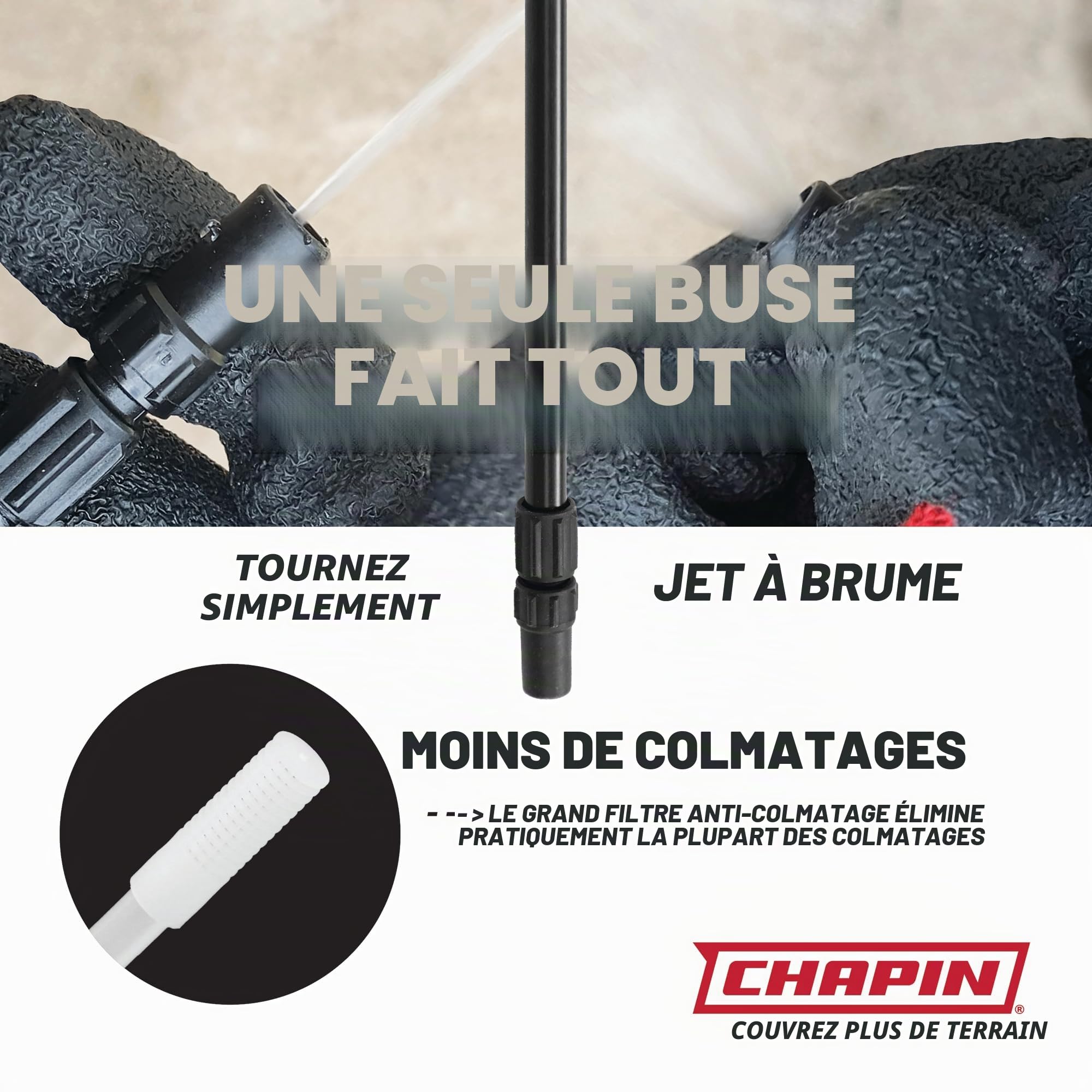 Chapin International Chapin 20074 Pulvérisateur d'eau de Javel avec Bouclier en Bonus, Blanc translucide 3,8 l