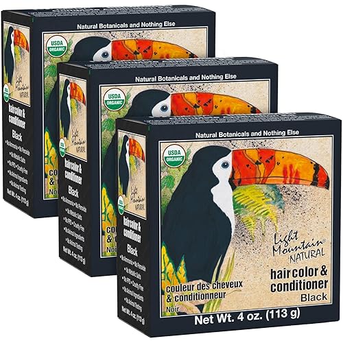 Light Mountain Tinte y acondicionador para el cabello de henna, tinte negro para hombres y mujeres, polvo orgánico de hoja de henna y botánicos, sin