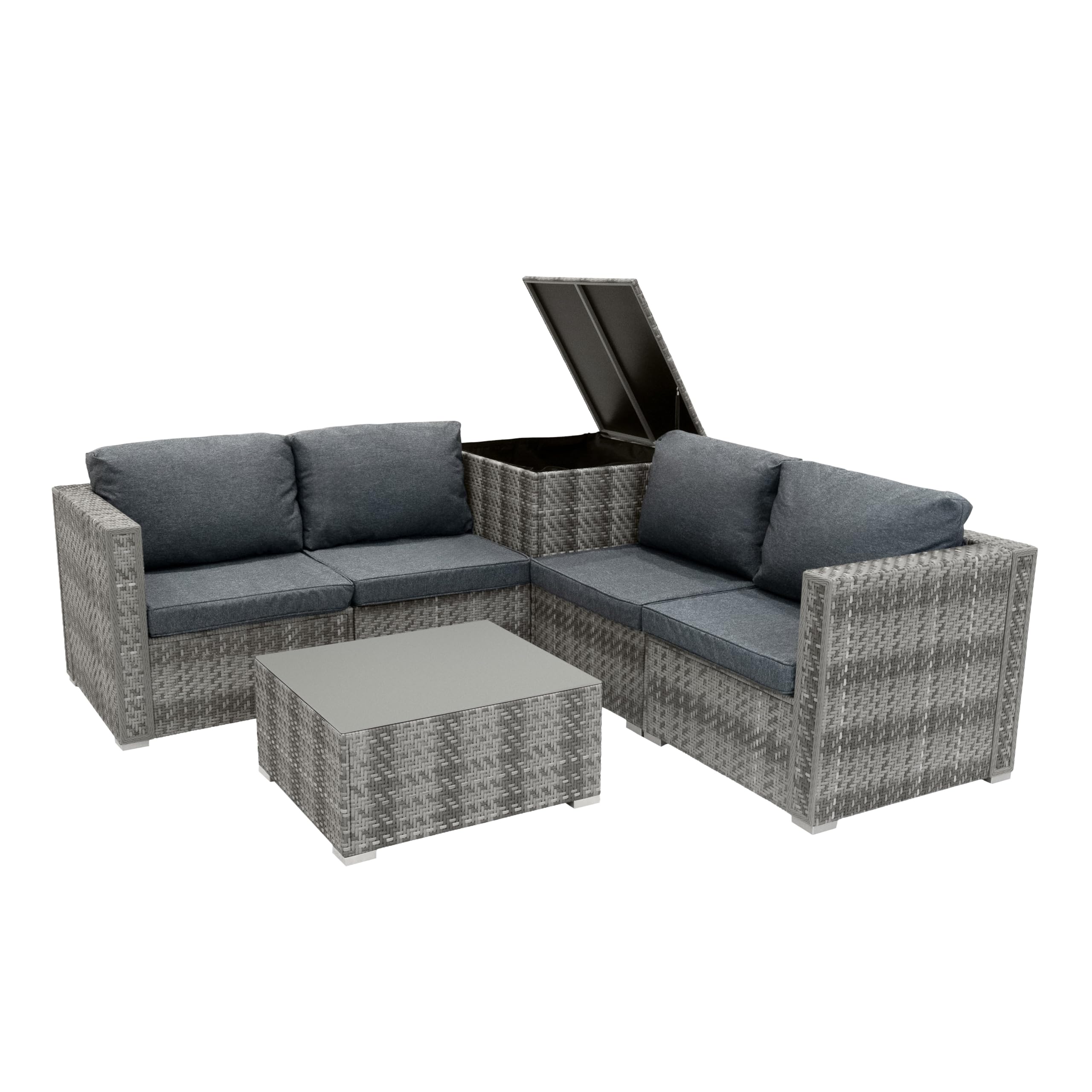 MonsterShop Rattan Modular 6 Piece Furniture SetGrey from B&Q