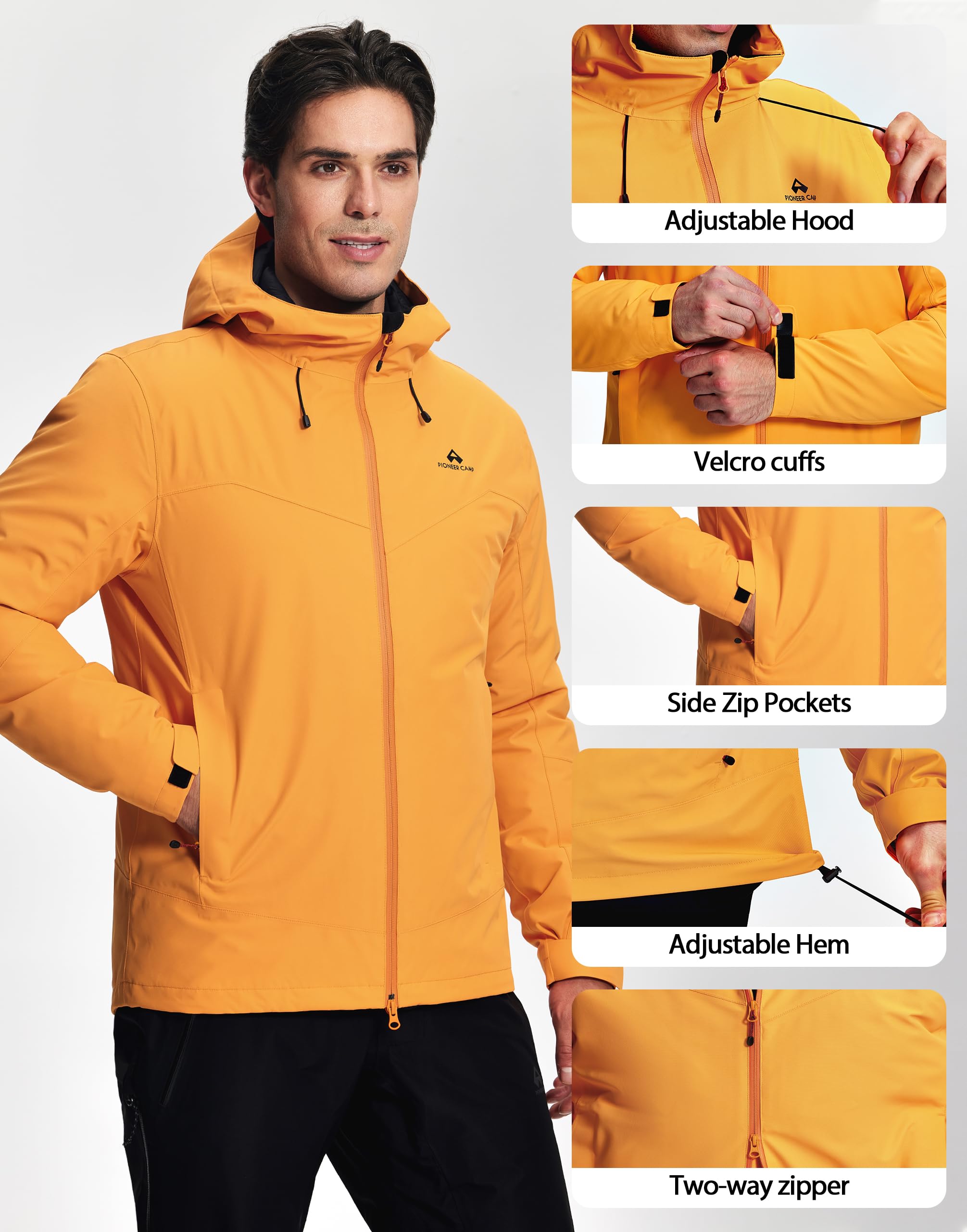 Pioneer Camp skijacke herren–winterjacke 3 in 1 jacke herren trainingsjacke,Wasserdichtes,Kapuzen-Stehkragen-Design, Innenfutter aus Baumwolle