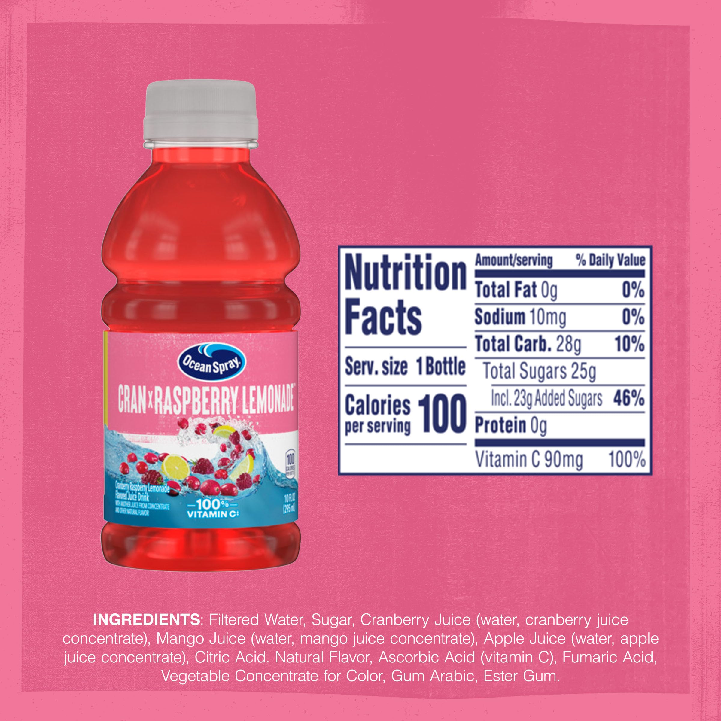 Ocean Spray® Cran-Raspberry Lemonade™ Cranberry Raspberry Lemonade Juice Drinks, 10 Fl Oz Bottles, 6 Count (Pack of 2)