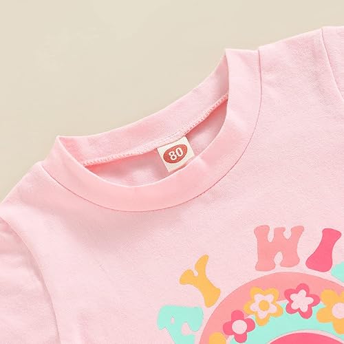 Miniatura 4 de Eadrioss Ropa para bebé niña pequeña, traje de campana de manga corta, camisa de flores para niños, pantalones acampanados, ropa de verano, Rosa#