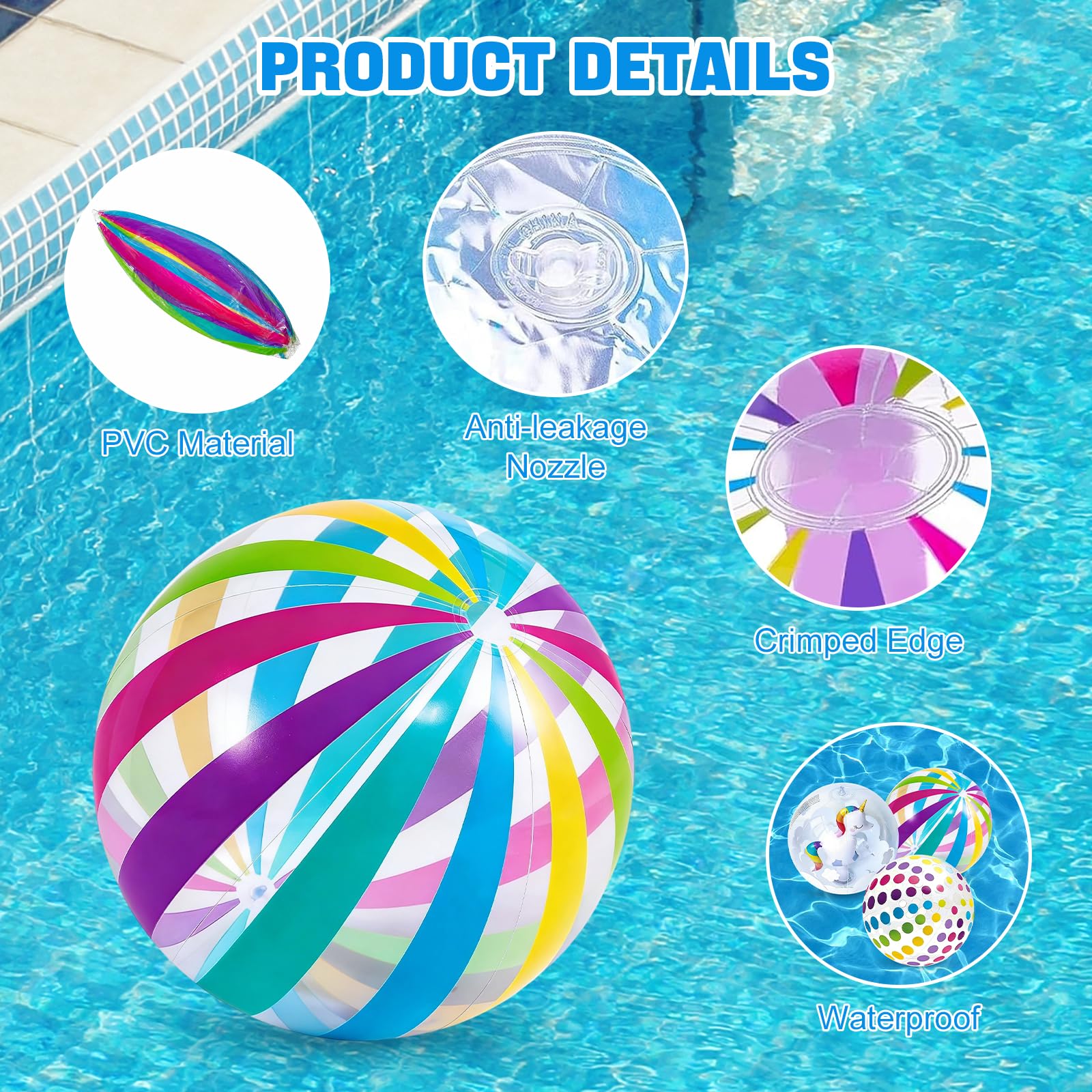 Set De 3 Pelotas Hinchables Para Piscina Y Playa – 28 Cm, PVC Reforzado, Resistentes Y Flotantes – Ideales Para Juegos Acuáticos En Verano