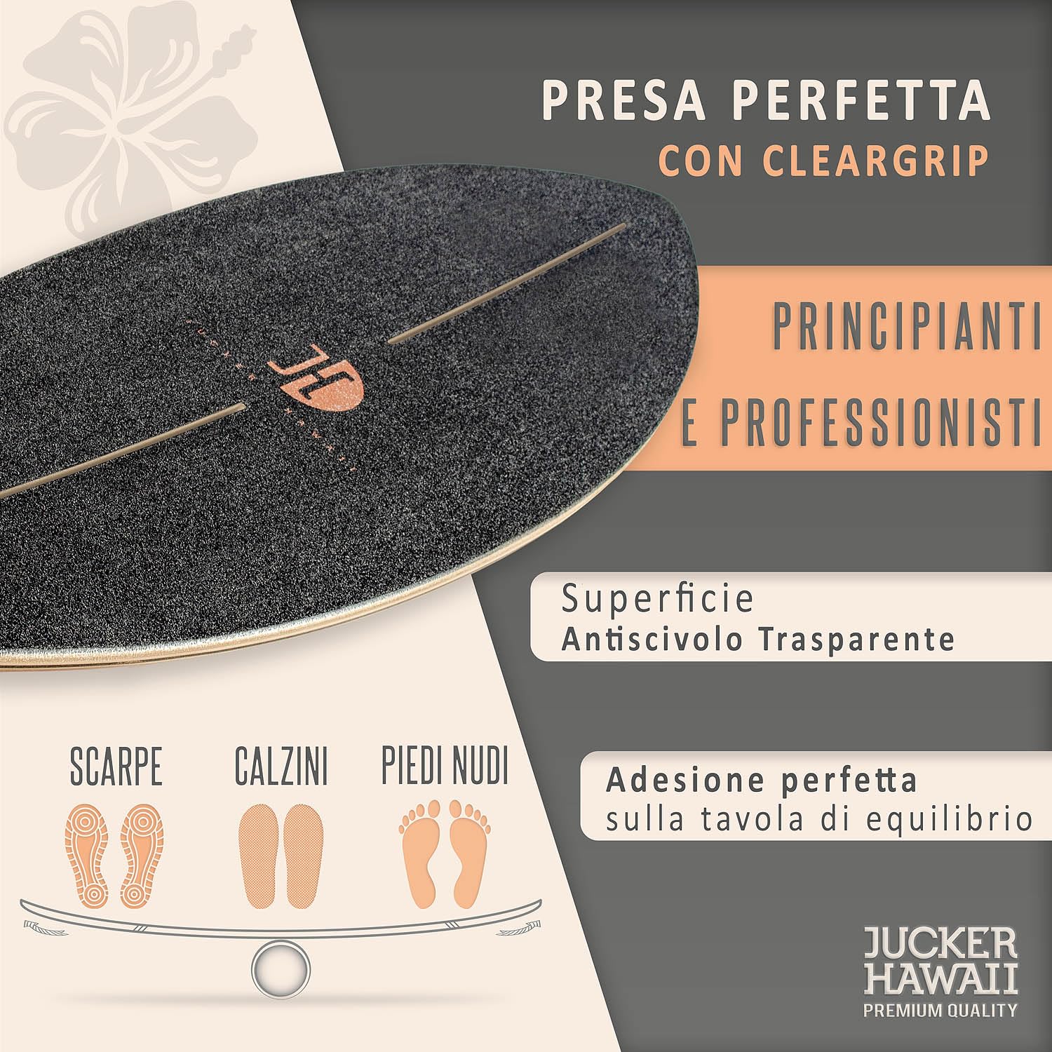 JUCKER HAWAII Balance Board Ocean Rocker - Tavola di Equilibrio Balance Board in legno – Surf Balance Board di equilibrio per bambini e adulti