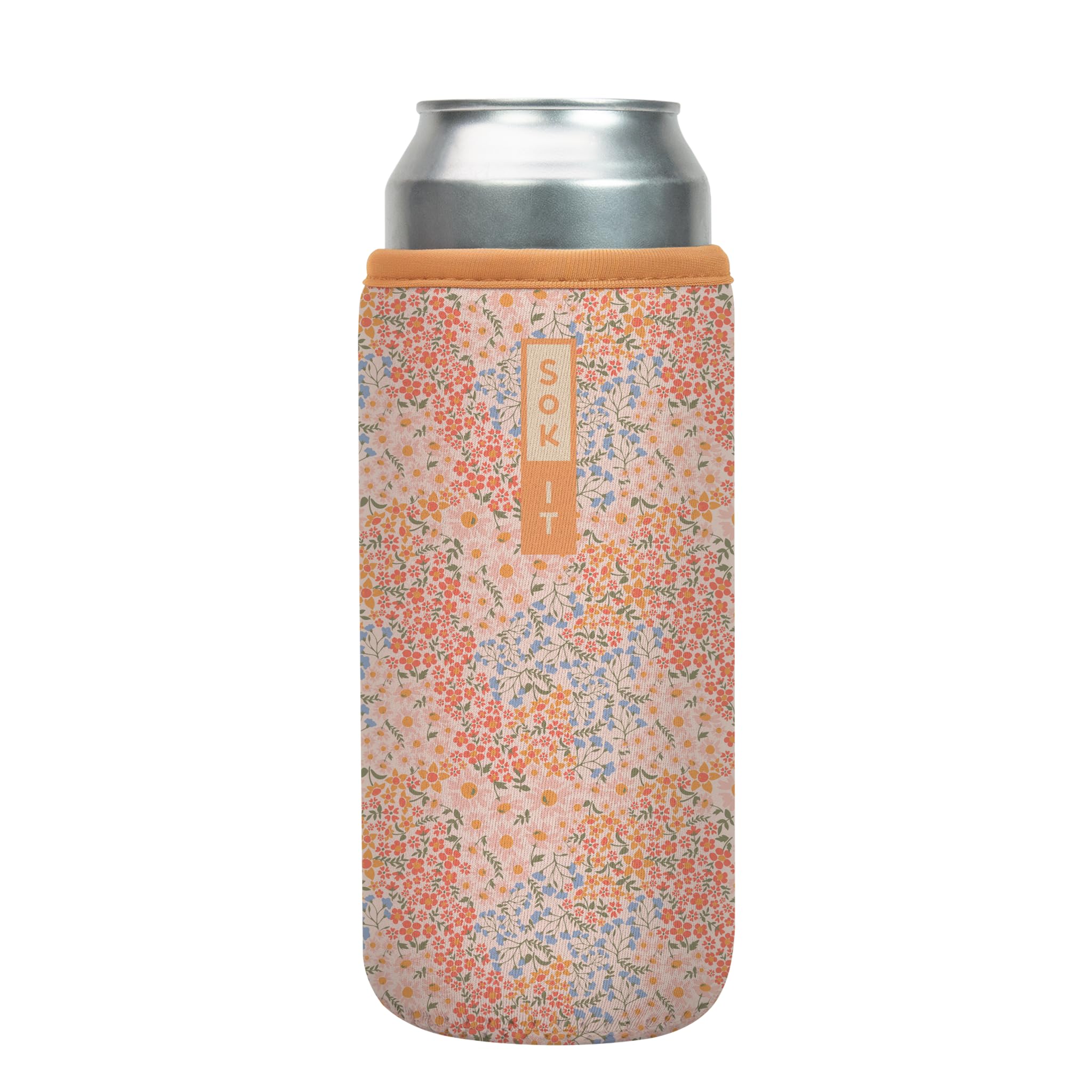 Sok It CanSok Sleeve for Beer & Soda Insulated Neoprene Cover (Dainty Florals, 25oz Can Sleeve) — image 1