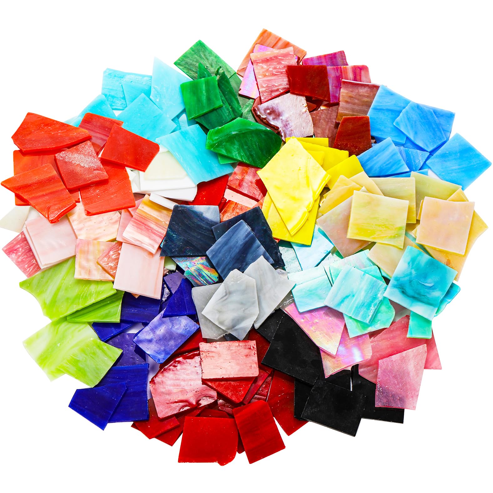 Nicunom 1.5KG Glass Mosaics Pieces Stained Glass, Pieces Mosaic Tiles for DIY Crafts, Assorted Colors and Shapes