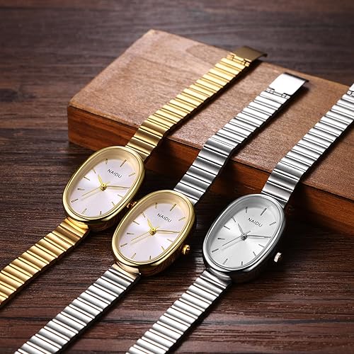 Miniatura 4 de Avaner Relojes ovalados ultrafinos para mujer correa delgada de acero inoxidable, esfera pequeña, elegante, vestido de pulsera