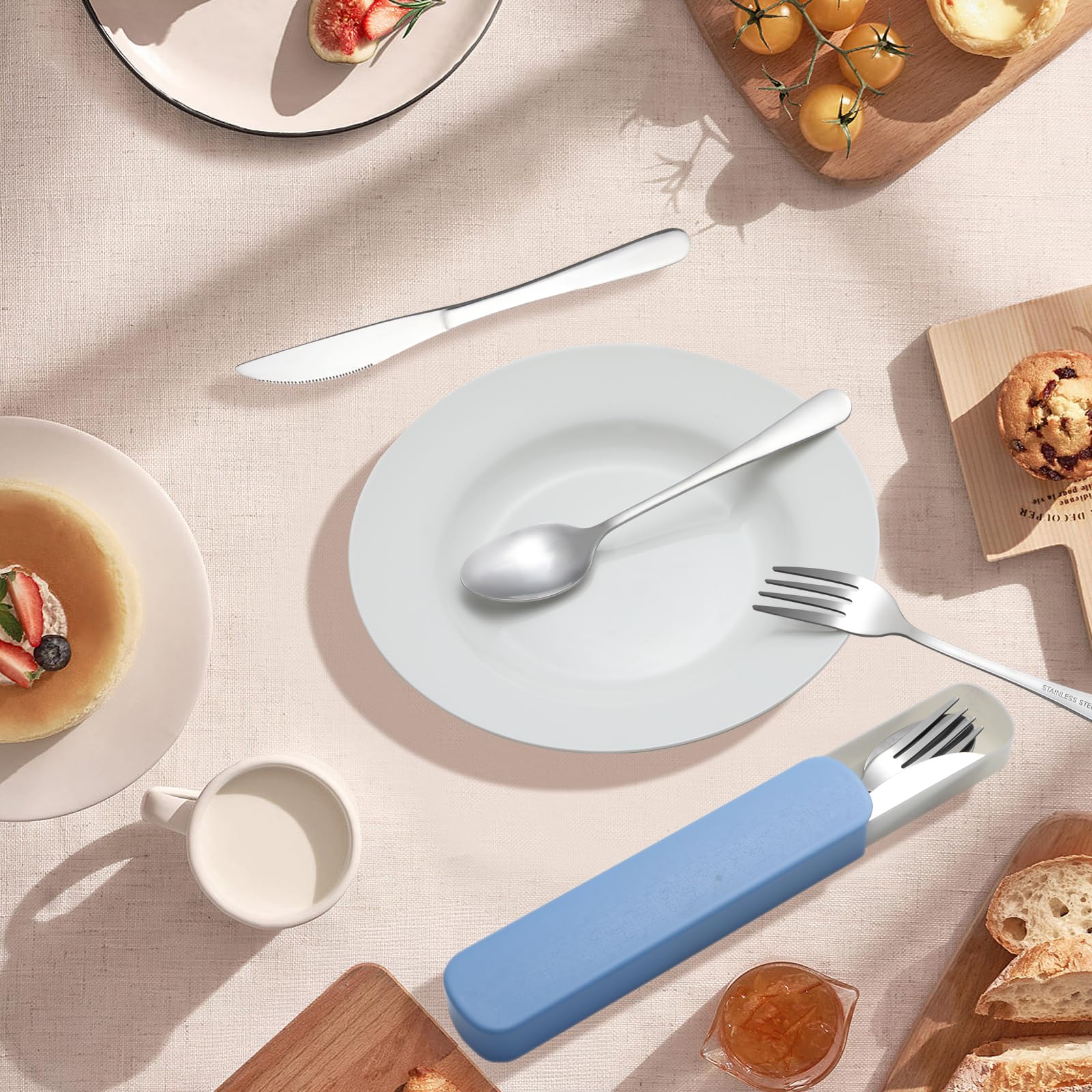 Set Posate Da Viaggio In Acciaio Inox - 3 Pezzi Con Portaposate, Eco-Friendly, Ideale Per Picnic - Foto 9