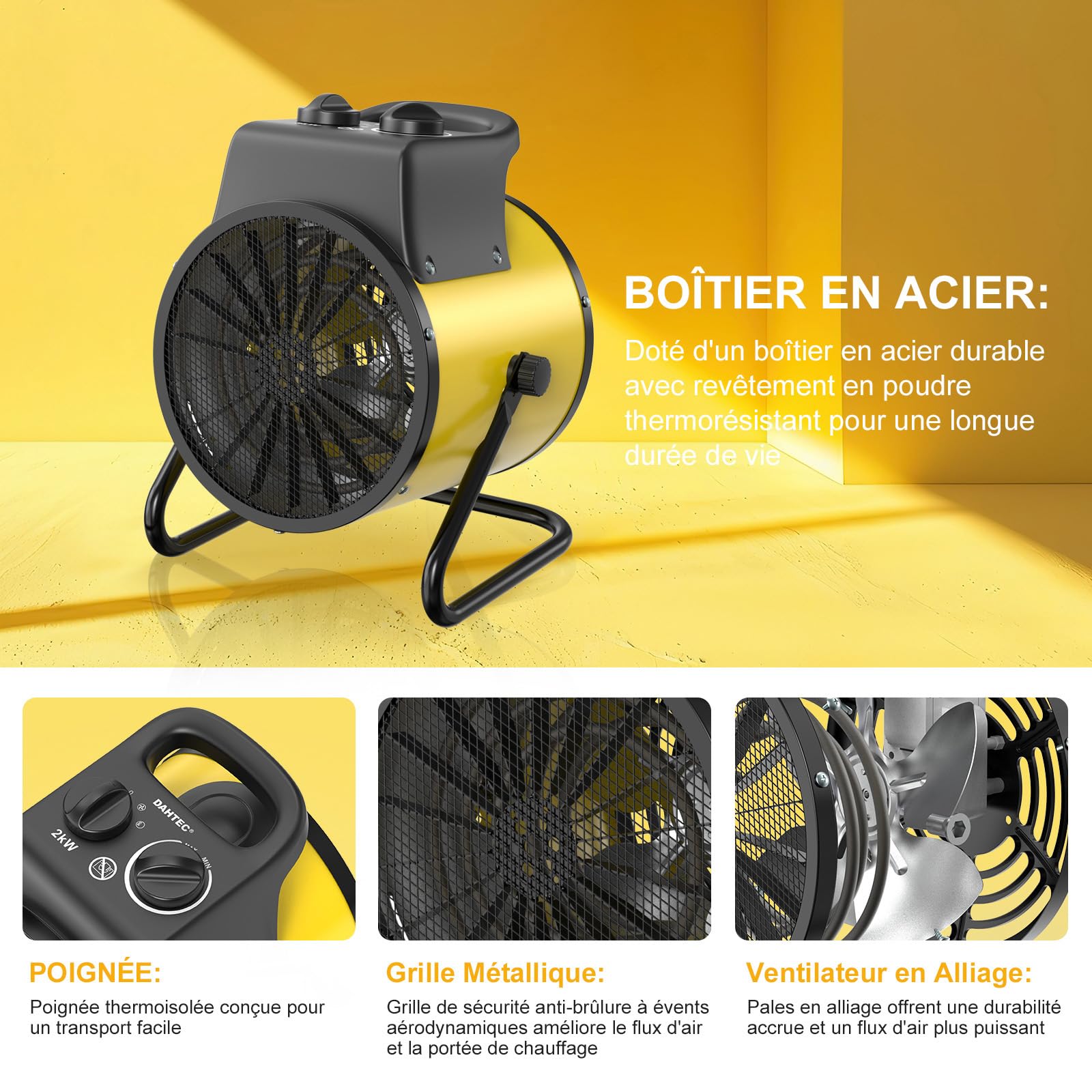 2000W Chauffage Soufflant - Economique - Angle Réglable&Thermostat