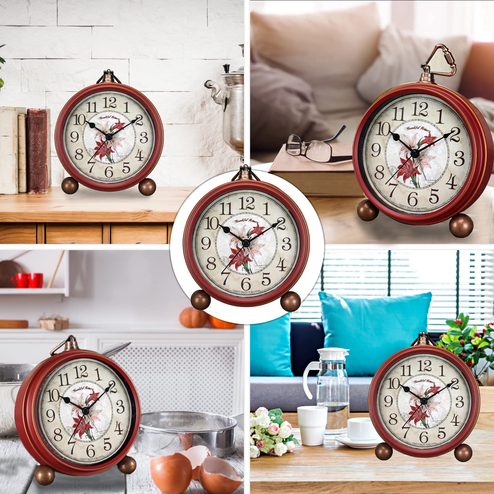 Orologio Da Scrivania Retrò Maxspace - Sveglia Silenziosa Senza Ticchettio, Batteria AA, Vetro Frontale - Foto 10