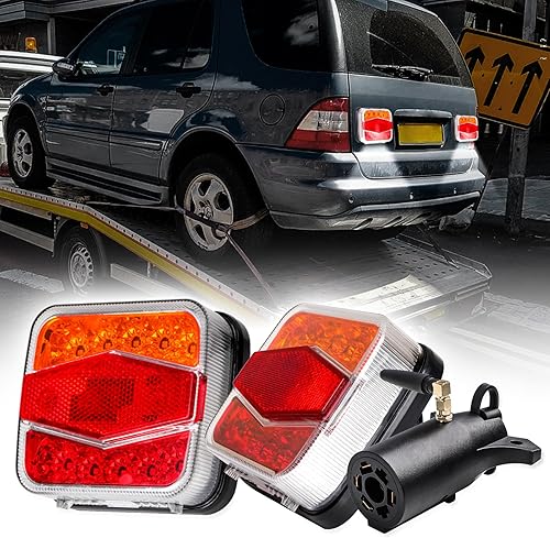 Miniatura 2 de Danhonwin Kit de luces LED de remolque para remolque, placa magnética inalámbrica, batería indicadora de parada de freno, luz de matrícula