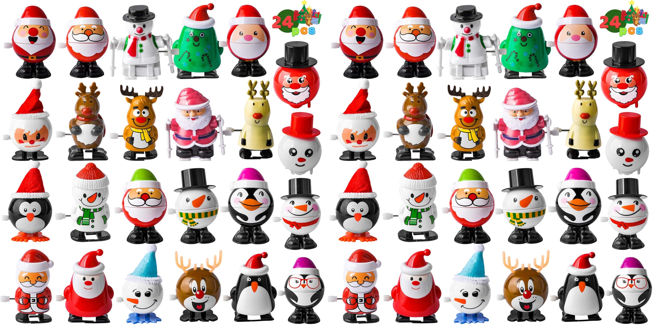 JOYIN 48 Pack Christmas Wind Up Toy Assortments Stocking Stuffers for Christmas Party Favor Supply Accessories (24 Pieces Pack)
