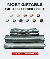 Vista 3 de Colorado Home Co SUNDAYSILKS Sábanas 100% seda de morera 4 sábanas de seda de morera tamaño King Suave y duradera Juego de sábanas de seda