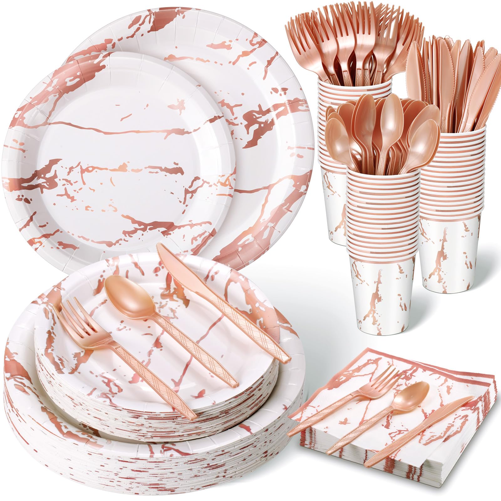 Gold & White Disposable Dinnerware Set - 350 Pcs -9 Gold & White Disposable Dinnerware Set - 350 Pcs -9