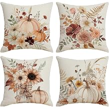 Pumpkin Floral Fall Throw Pillow Covers 18x18 Set of 4