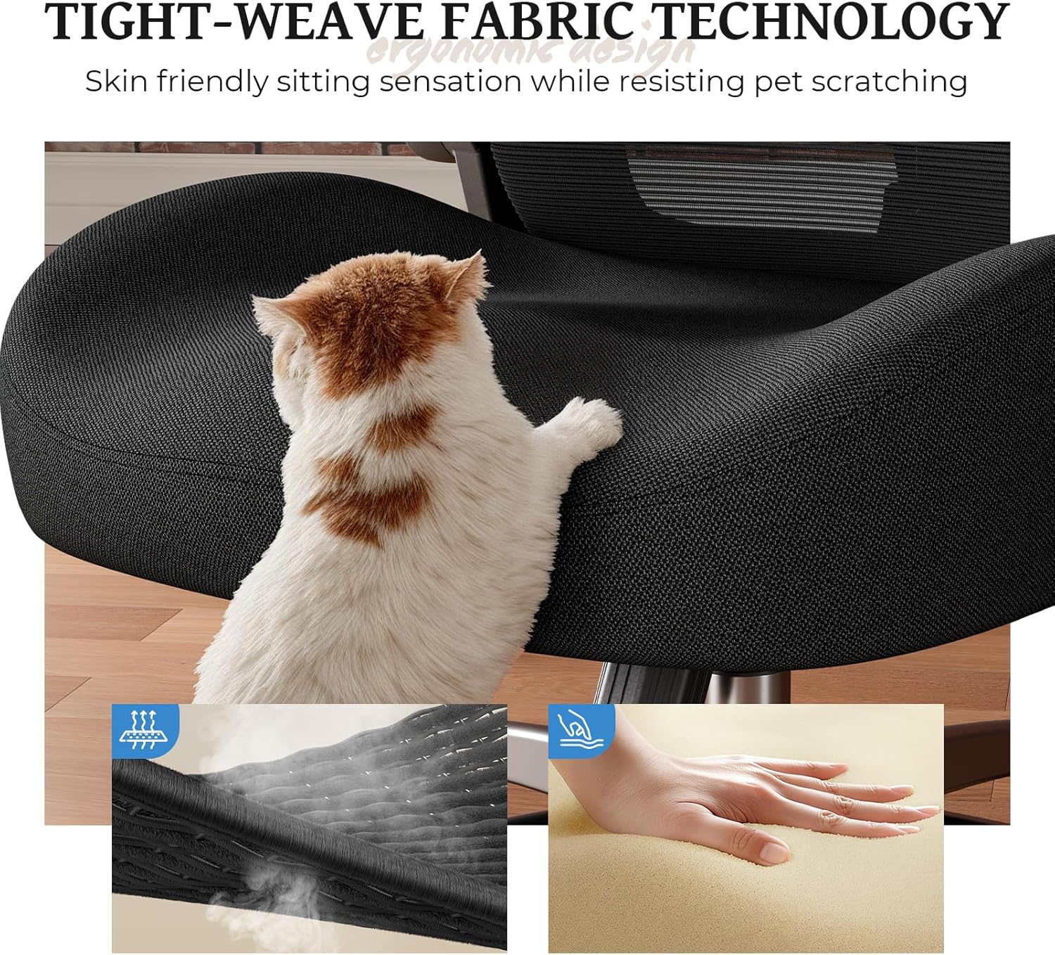 Ergonomic Office Chair - Office Desk Chair with Adjustable Lumbar Support - Mesh Comfy Chair with Flip-Up Arms - Heavy Duty Gaming Chairs for Adults Home and Business