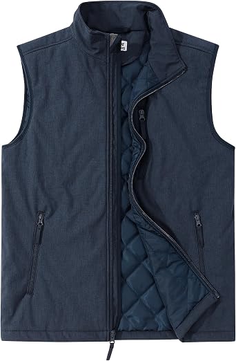 Outdoor Ventures Men's Casual Outerwear Vest Lightweight Winter Zip Up Sleeveless Jacket for Hiking Travel Golf Running