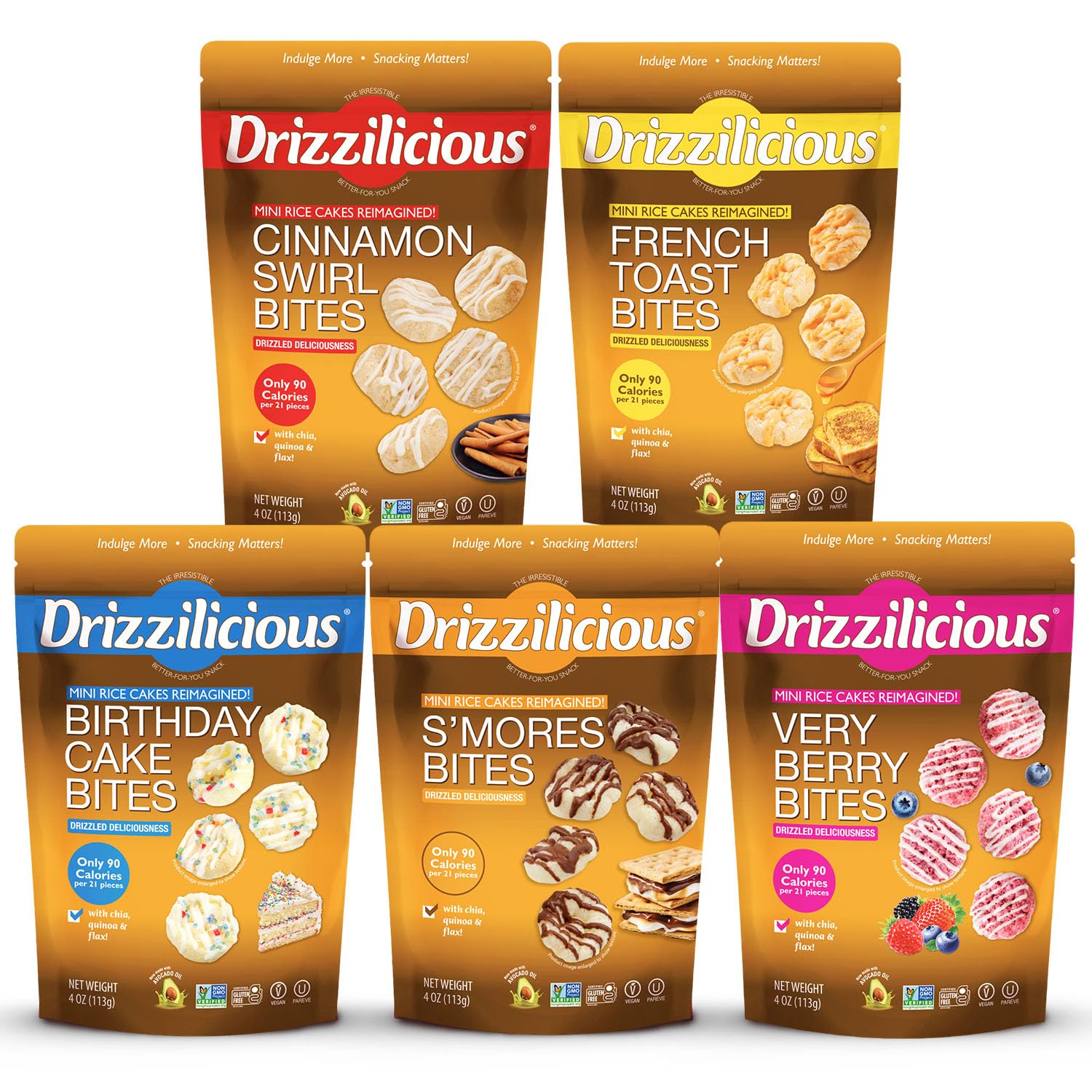 Drizzilicious - Paquete variado de mini bocados de pastel de arroz