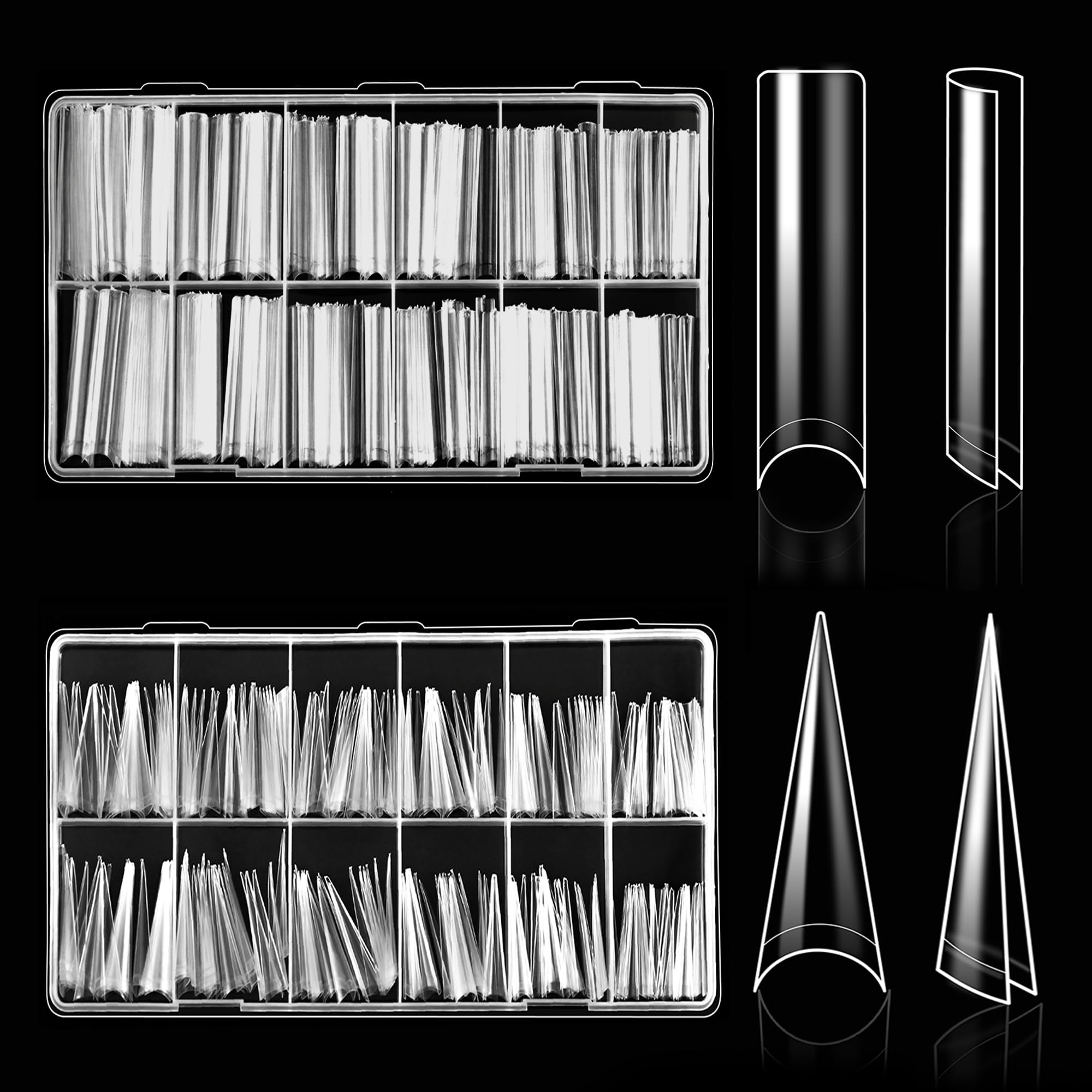1000 Nail Tips - Clear False Nails for Salon & DIY -11